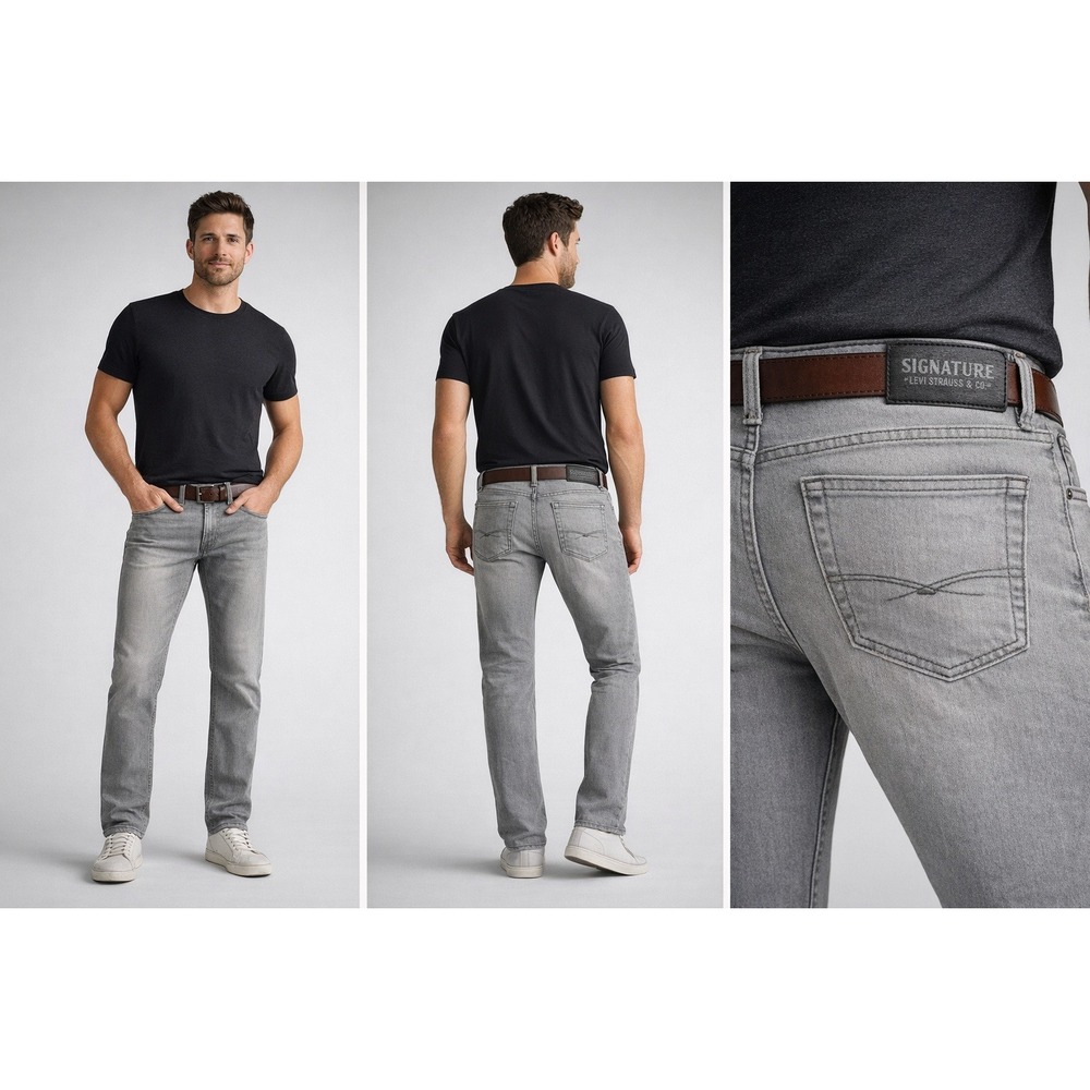 Signature by Levi Strauss & Co S37 Slim Grey Stretch Jeans Mens 32x30